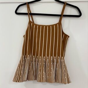 Maeve Orange & White Peplum Tank Top